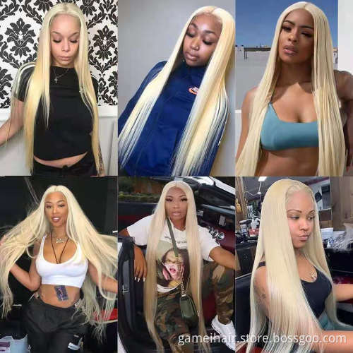 Natural blonde 613 full lace wig virgin hair pre plucked lace front wig brazilian human hair qingdao wigs for black women